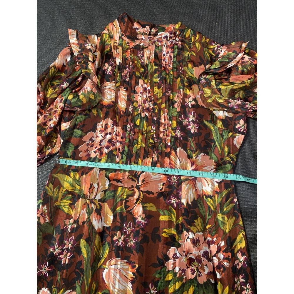 NEW‎ TOPSHOP Fallen Floral Jacquard MIDI DRESS Us 8 M Fall Festival Long Sleeve - Picture 4 of 7